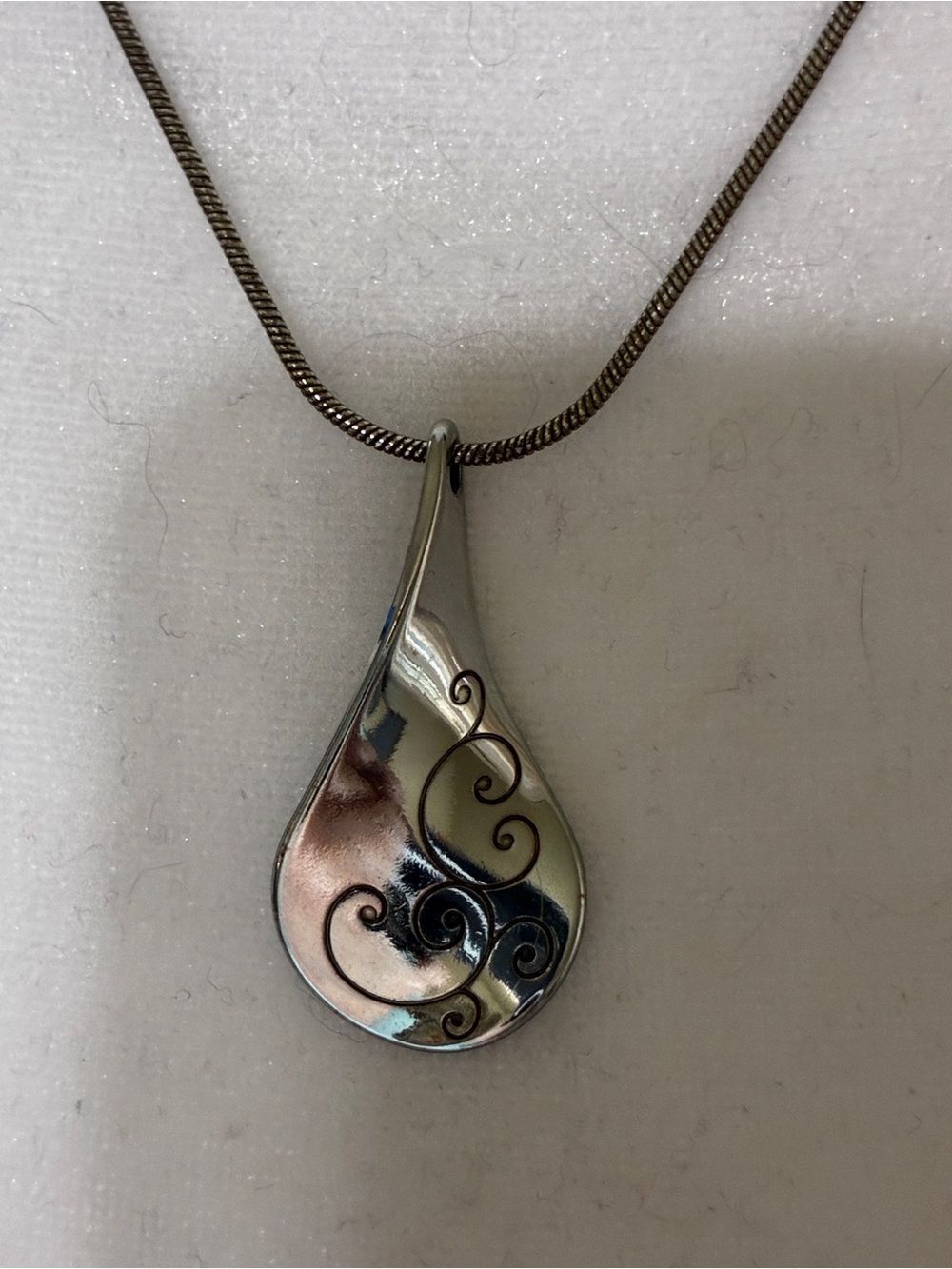 Brighton Sterling Silver Teardrop Scroll Pendant Necklace